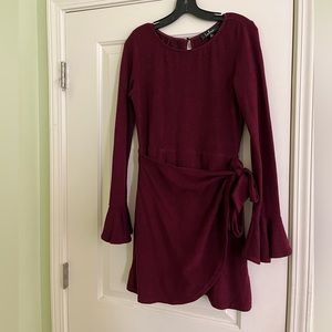 Lulu's Burgundy Long Sleeve Dress